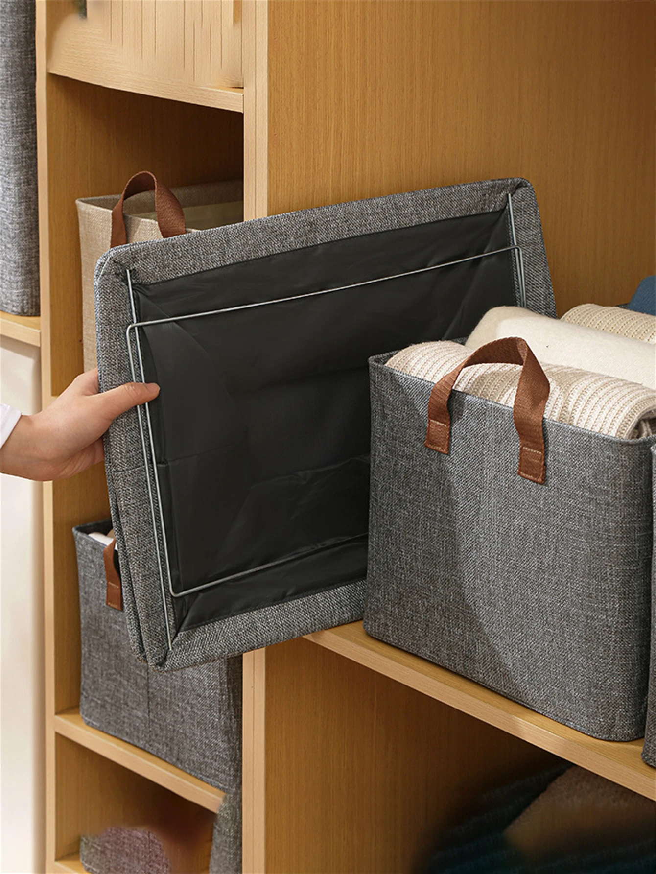 Large visible window clothing storage box; Foldable home wardrobe sorting and organizing box; Lightweight underwear storage box