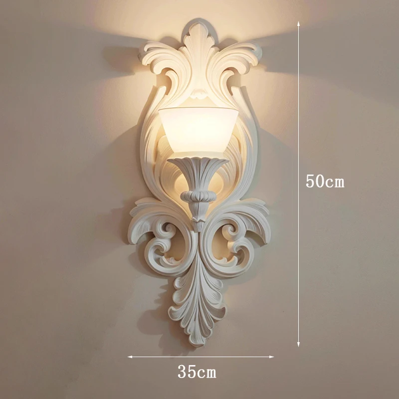 French retro wall lamp Nordic light luxury carved wall lights fixture bedroom bedside lamps living room decor lighting