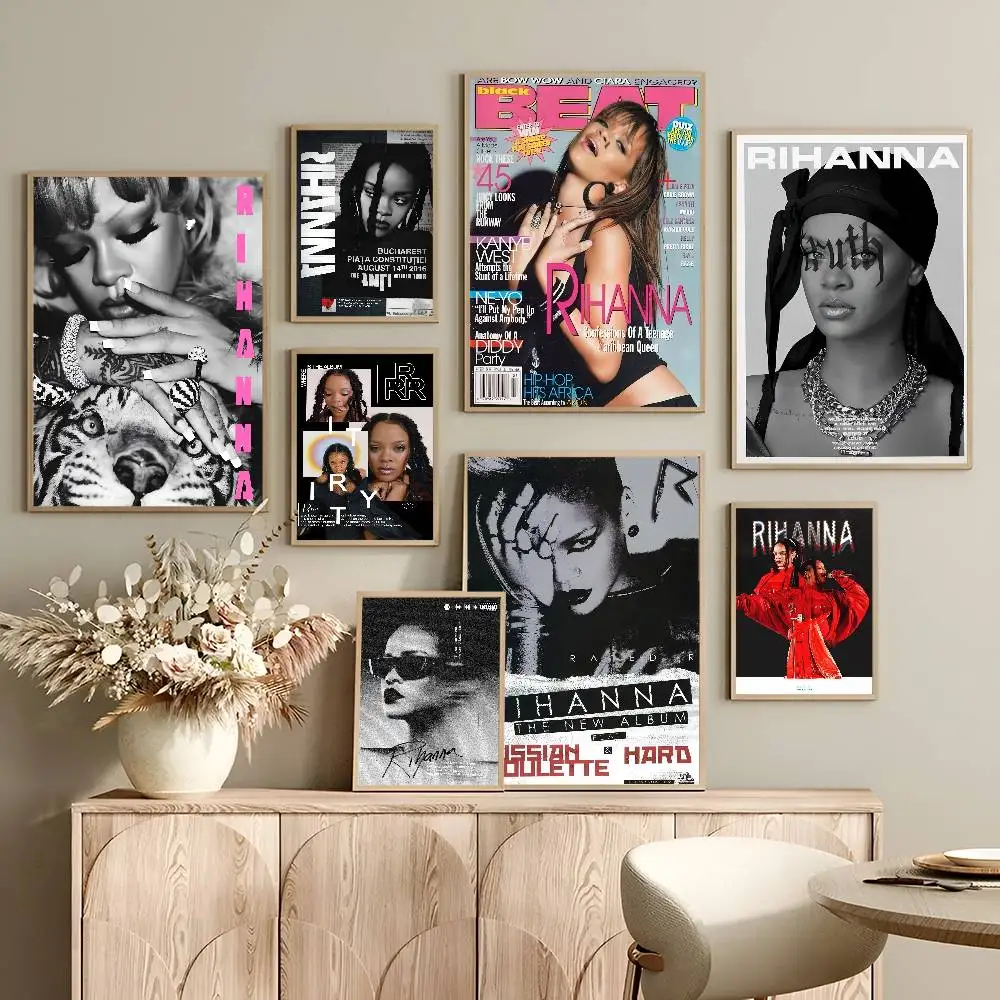 Singer R-RIHANNA Self-adhesive Art Poster Whitepaper Prints Posters Artwork Home Decor