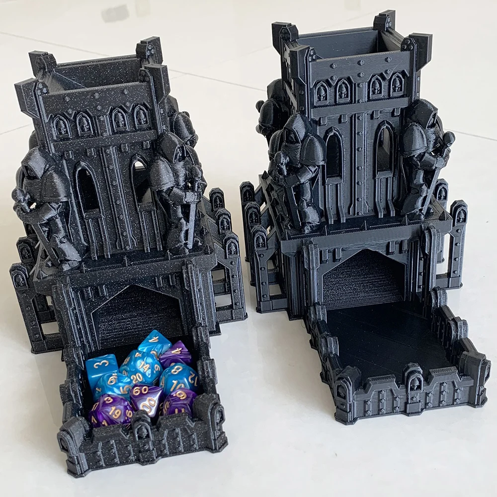 3D Printed Rice Rolling Castle Tray Dice Tower Tabletop Gaming Tower for DND Board Game D&D RPG Desk Decoration