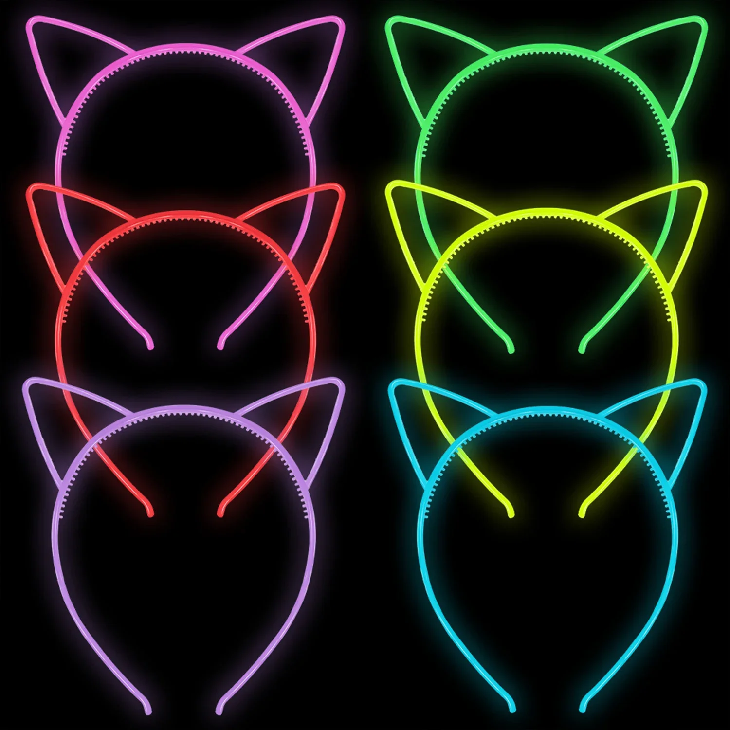 New Luminous Cat Ears Headband Elastic Glow In Dark Hairband For Women Baby Girls Teeth Birthday Headwear Hair Accessories