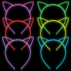 New Luminous Cat Ears Headband Elastic Glow In Dark Hairband For Women Baby Girls Teeth Birthday Headwear Hair Accessories