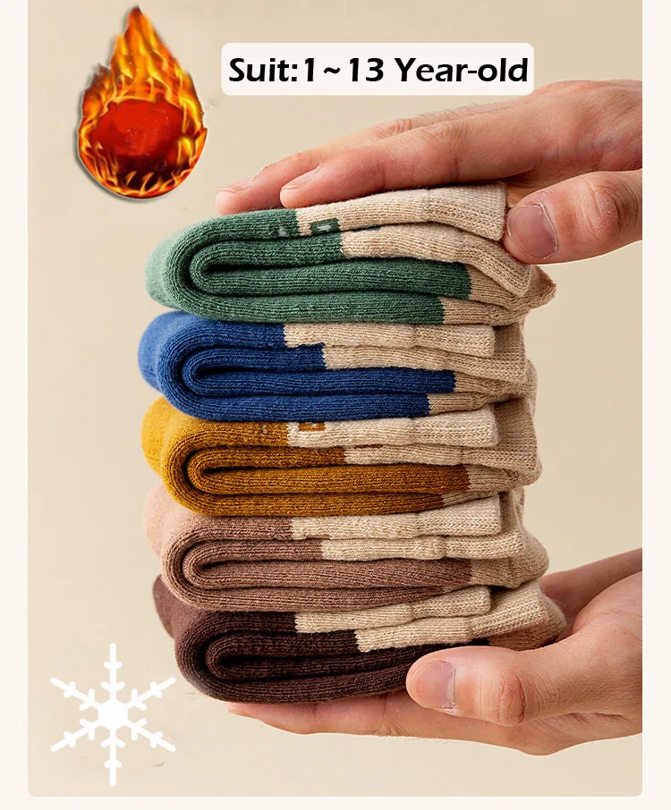 Jungen und Mädchen Socken Winter warme Baumwoll socken Baby Baumwolle verdickte Frotte socken Kinder Winters ocken 5 paare/los – Detail 6