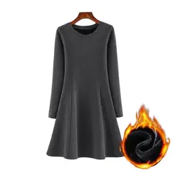 Warm Cotton Women Autumn Dress Winter Thicken Midi Dresses Casual loose Slim Lady Dresses Vestidos Femininos femme elegante robe