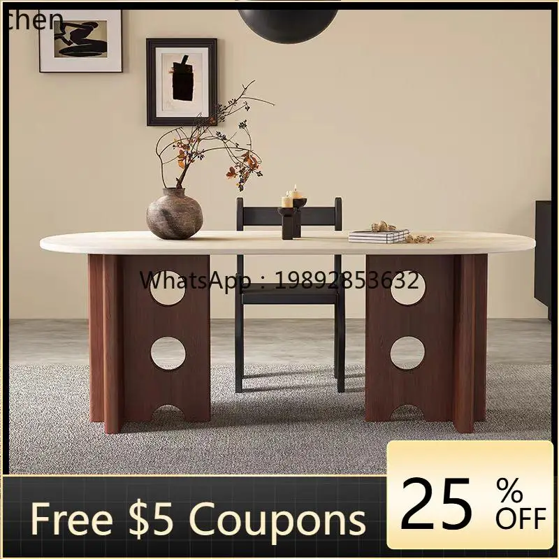 

medieval style solid wood travertine modern household dining table ancient art desk