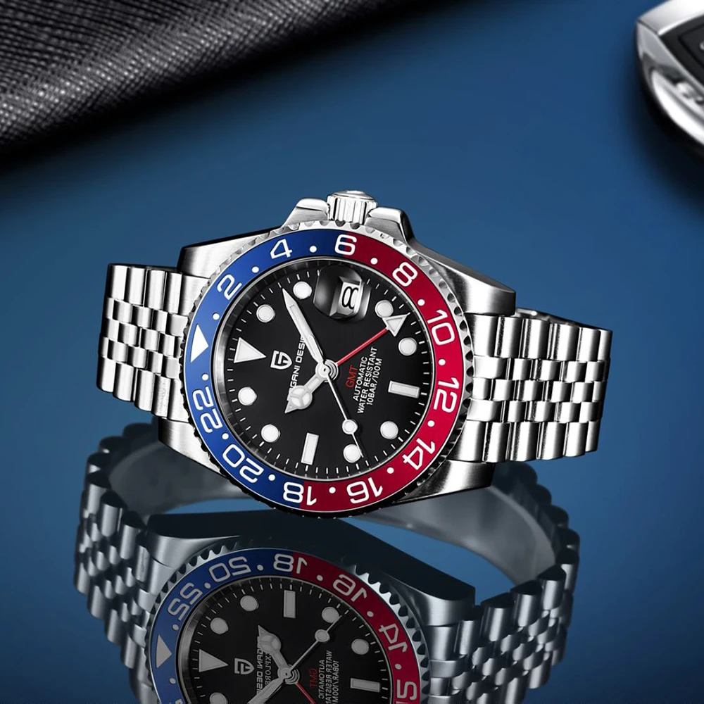 PAGANI DESIGN العلامة التجارية الأعلى 100 متر مقاوم للماء التلقائي الميكانيكية NH34 ساعة 316L الفولاذ المقاوم للصدأ ساعة رجالي PD-1662 reloj hombre