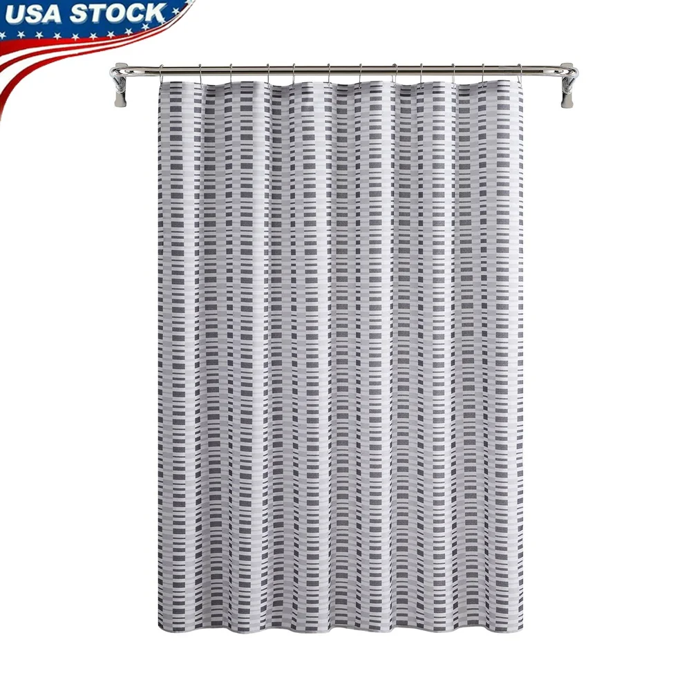 

Geometric Print Slub Fabric Shower Curtain 72x72 Machine Washable Waterproof Bath Decor Hooks Not Included Polyester