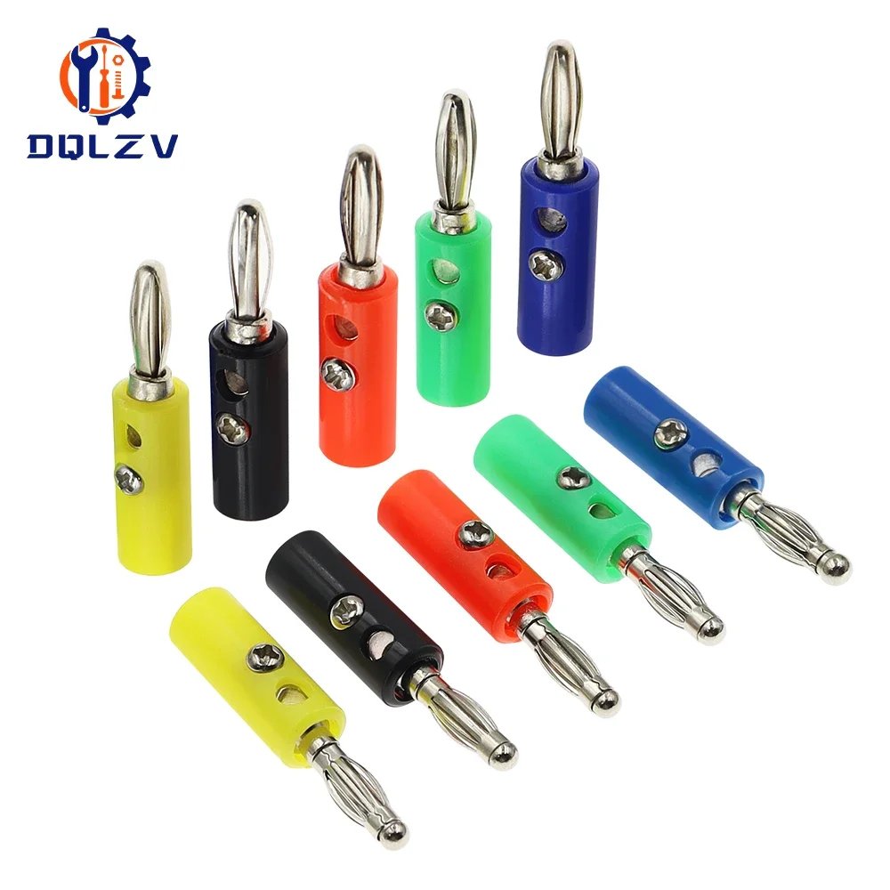 10 SZTUK Głośnik audio Śruba Banana Złota płyta Wtyczki Złącza 4MM Czarny Czerwony