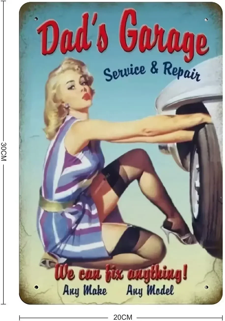 Service & Repair Metal Tin Sign, Vintage Plaque Poster Garage Bar Home Wall Decor 8 X 12 Inches