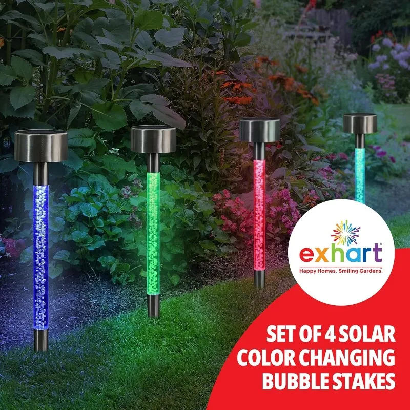 Naxilai Garden Solar Lights Set of 4 Decorative Suspended Bubble Garden Stakes Color Changing LED For Outdoor Lawn and Yard