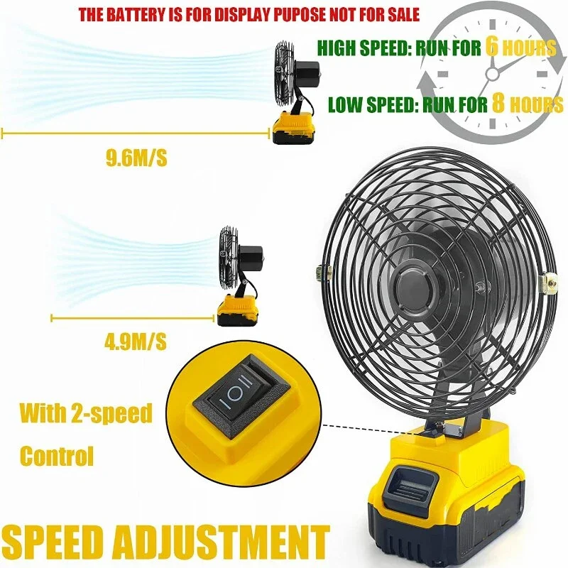 Imagem -03 - Ventilador sem Fio Portátil para Dewalt Ventiladores Interiores e Exteriores Sopro de Calor e Refrigeração no Trabalho 20v Bateria 18v Jobsite