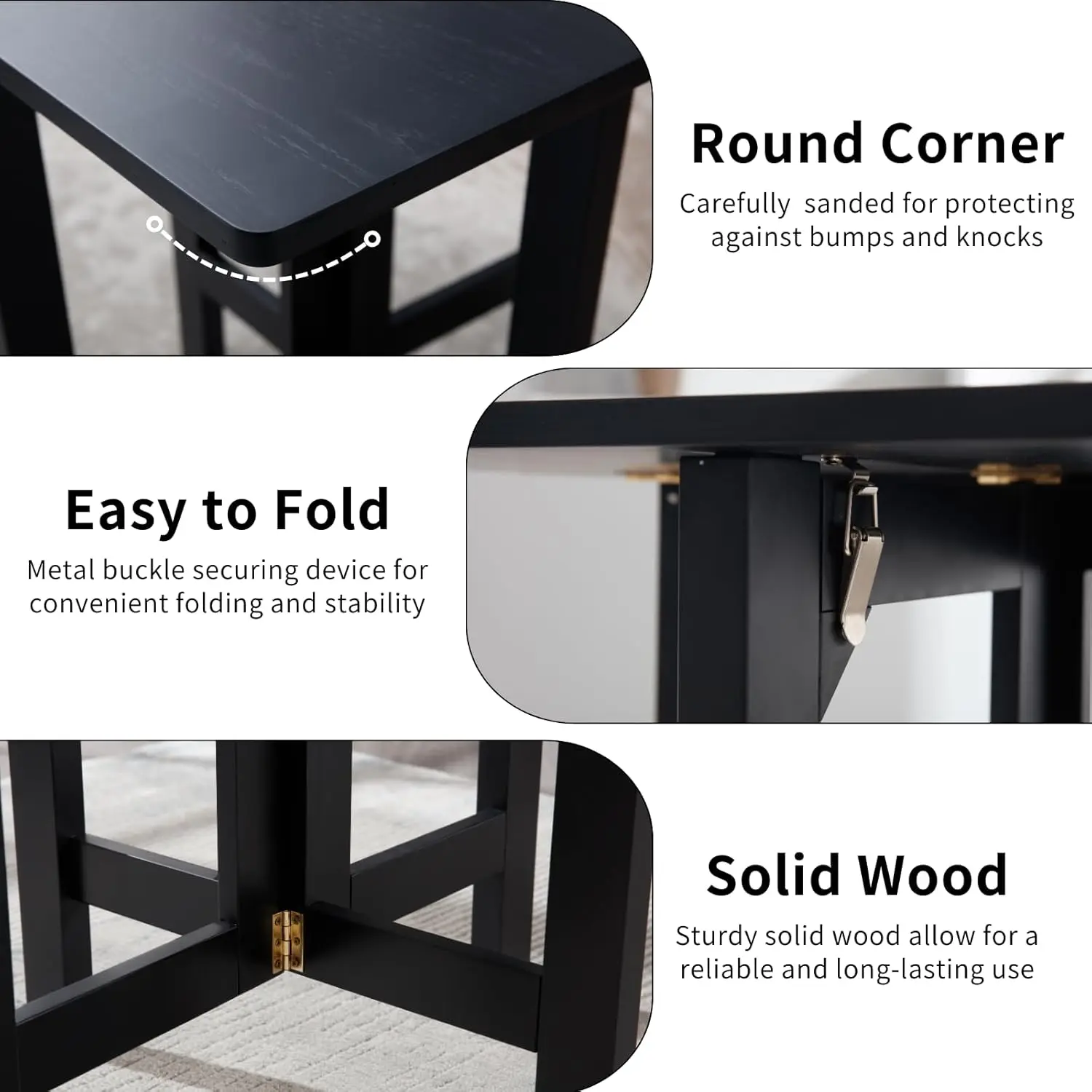 Cimota Small Square Folding Table For 2 To 4 Person Portable Solid Wood Dining Table With 4 Foot Small Kitchen Table For Small