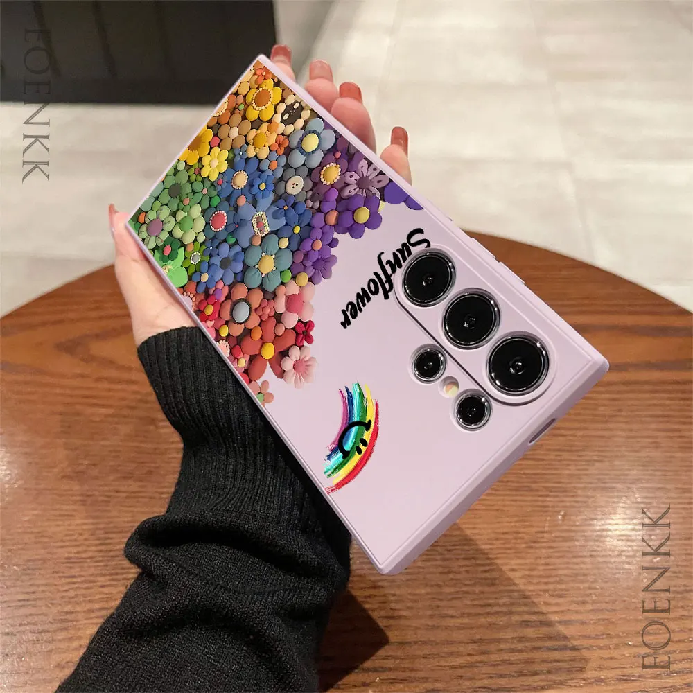 TPU Floral Phone Case For Samsung Galaxy S25 S24 S23 S22 S21 S20 Ultra FE Plus Note 10 20 Lite 5G Soft Silicone Bottom Cover