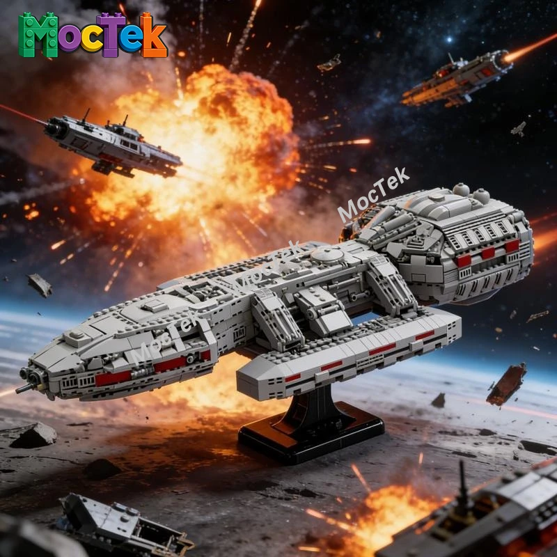 

Battlestar Galactica Interstellar Heavy Cruiser MOC Building Blocks Sci Fi Warship Carrier Model Assembly Bricks Display Gift
