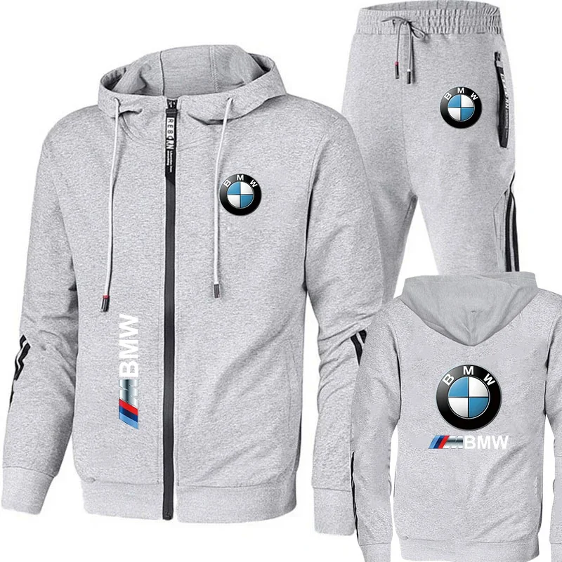 BMW Tracksuit Men's Clothing BMW Print Sweat Suit Casual Harajuku Hooded Sweatshirt+Pants 2 Piece Set Sportswear Sets Men