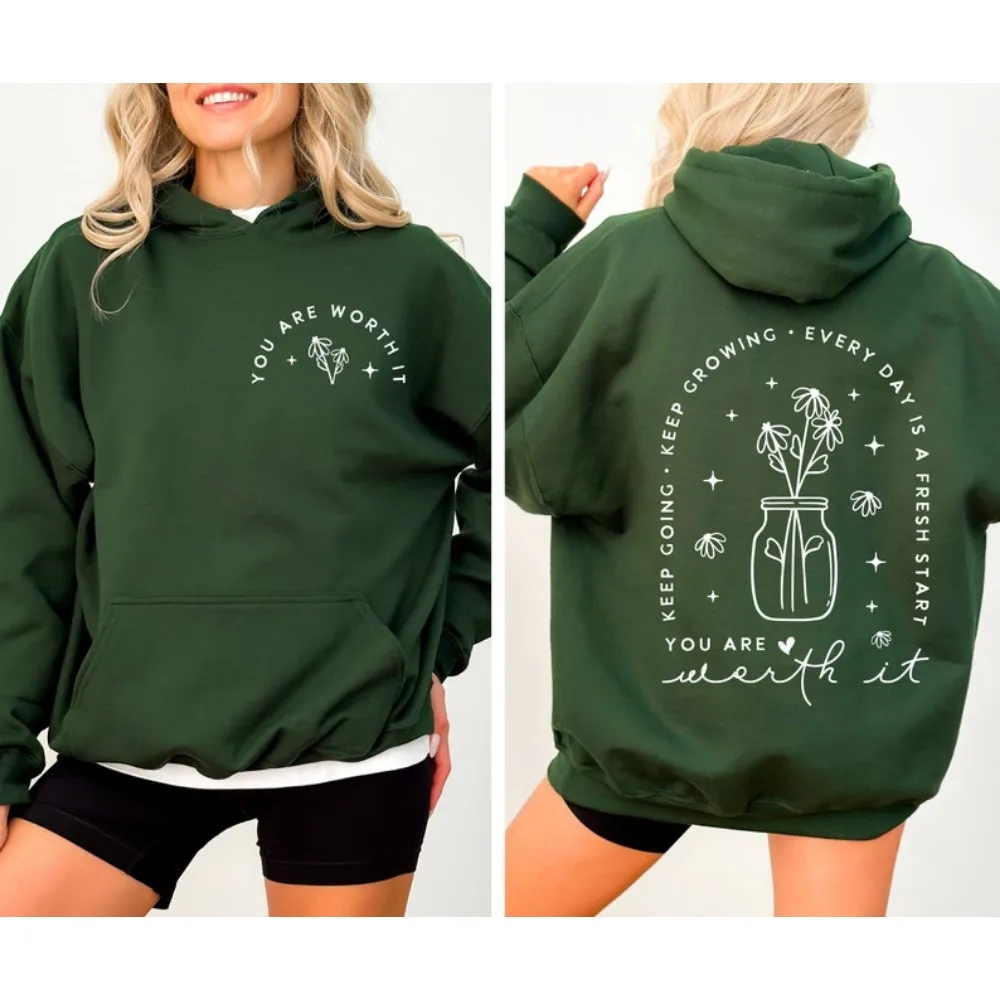 당신은 그럴 만하다 후드티 계속 가는 것이 필요하다 후드티 긍정적인 인용문 동기 부여 후드티 자기 사랑 영감을 주는 겨울 풀오버