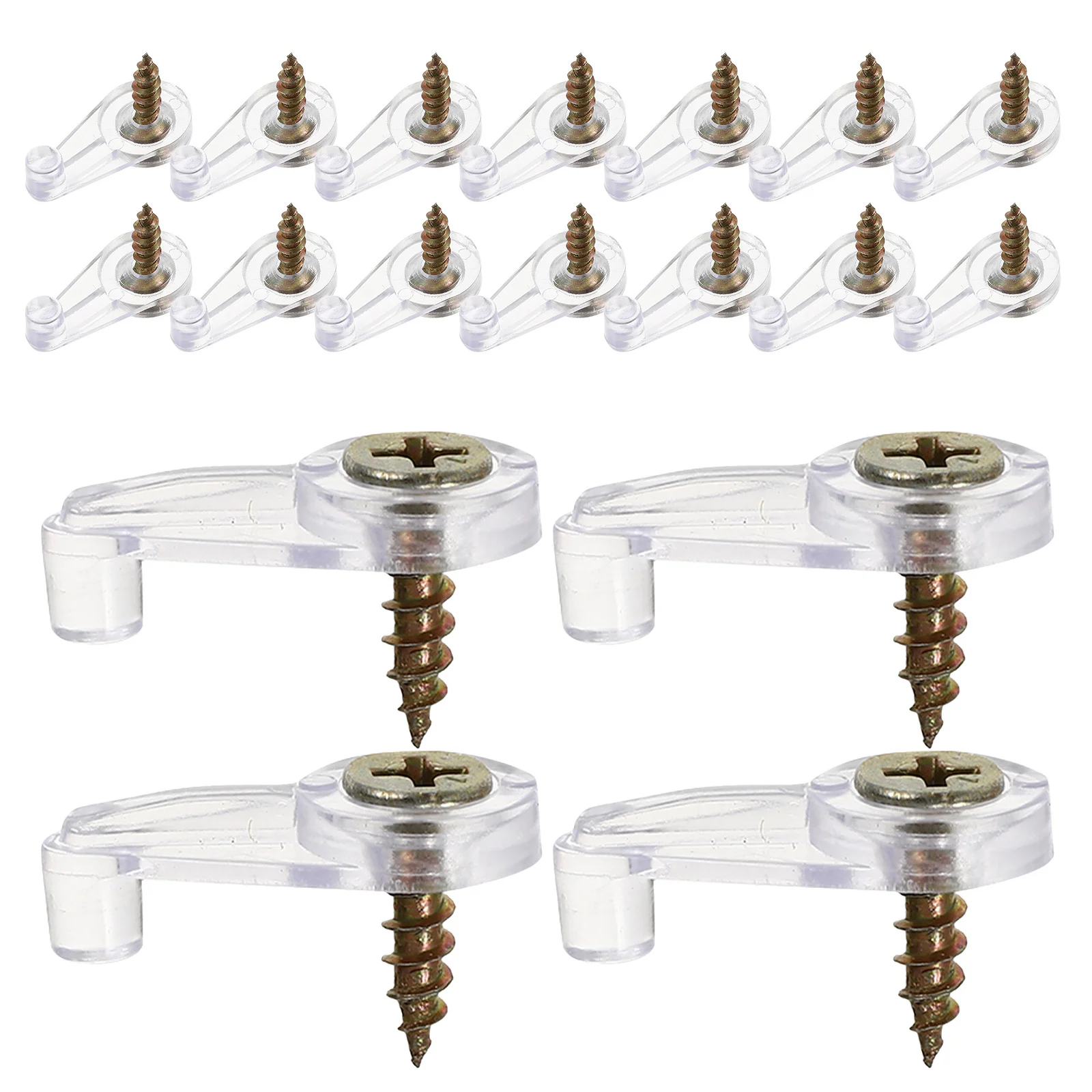 

60Sets Mirror Mount Clips Glass Clamp Screws Fast Installation No Damage to Surfaces for Home Decor Mirror Hanger Clip Kit