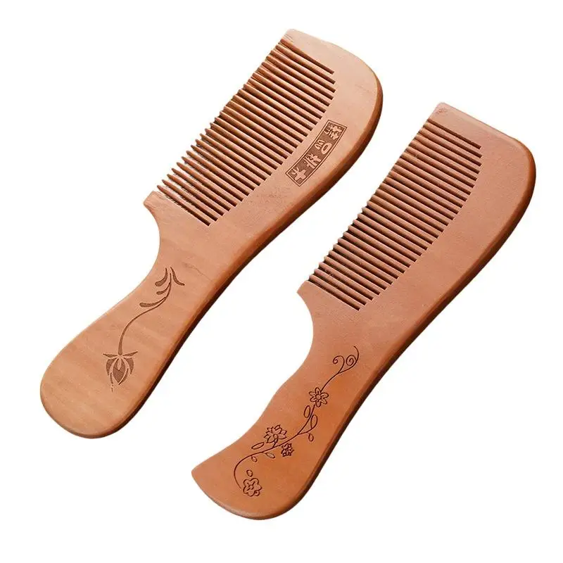 

【DY】Anti-Static Handcrafted Natural Peach Wood Hair Comb Head Massage Wooden Comb Hair Care Diy Styling Tool