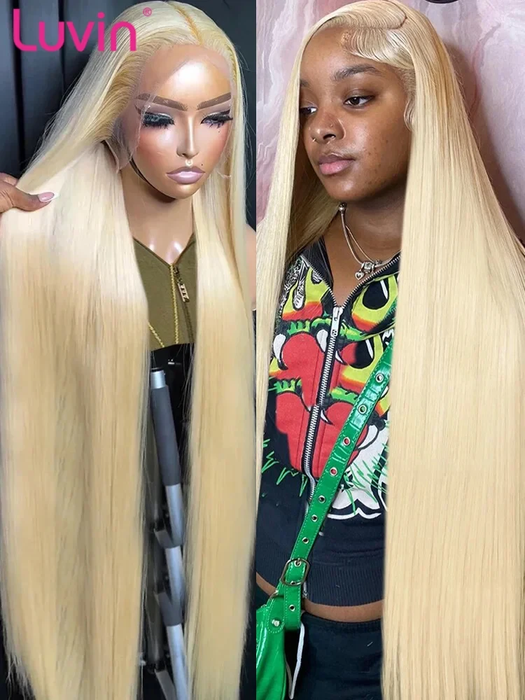 Luvin 40'' 613 Honey Blonde 13x6 HD Lace Frontal Wig Human Hair Color Straight 13x4 Lace Front 5x5 Glueless Ready To Wear Go Wig