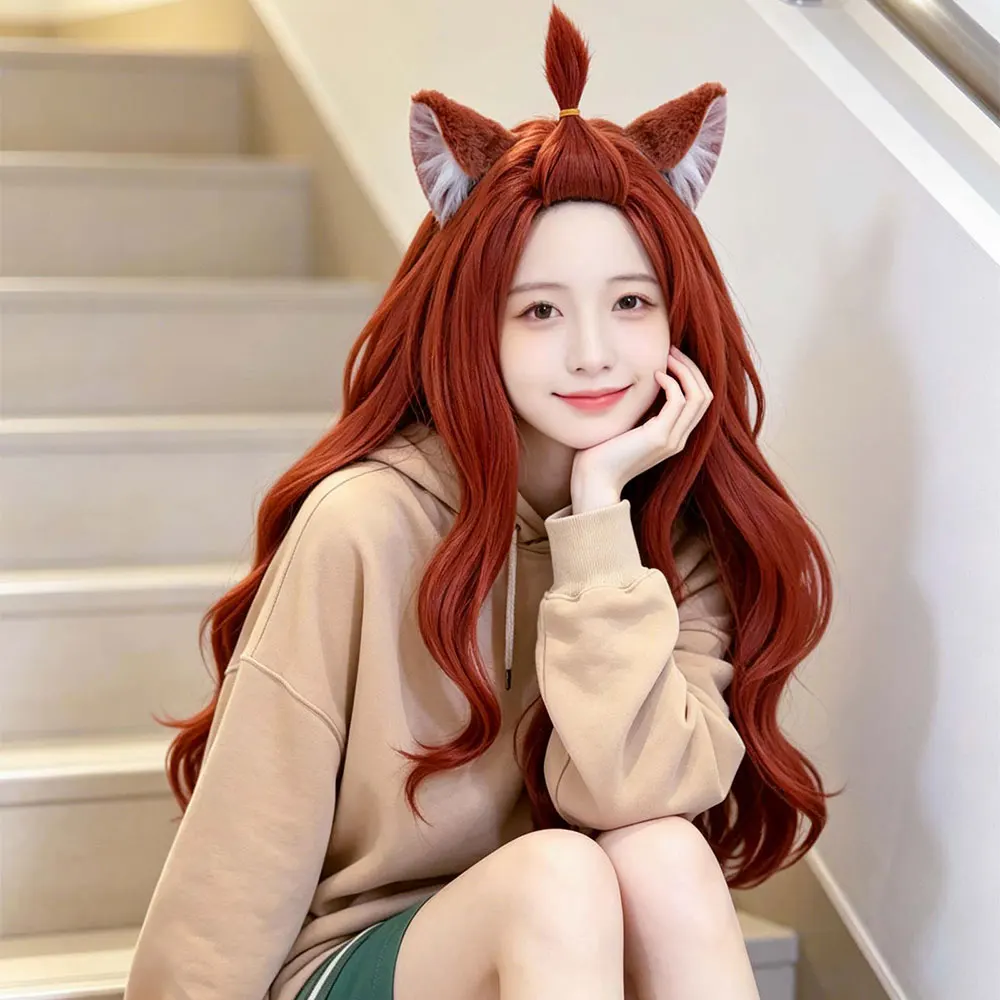 Aruneko Cosplay Costume Wig Long Reddish Brown Synthetic Heat Resistant Hair Free Wig Cap For Dress-up Party