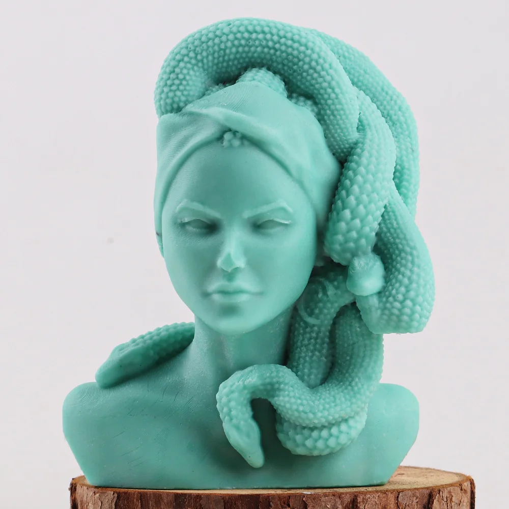 New Medusa Head Silicone Mold DIY Greek Sculpture Body Snake Hair Figure Wax Candle Molds Making Aromath Soap Mould Home Decor