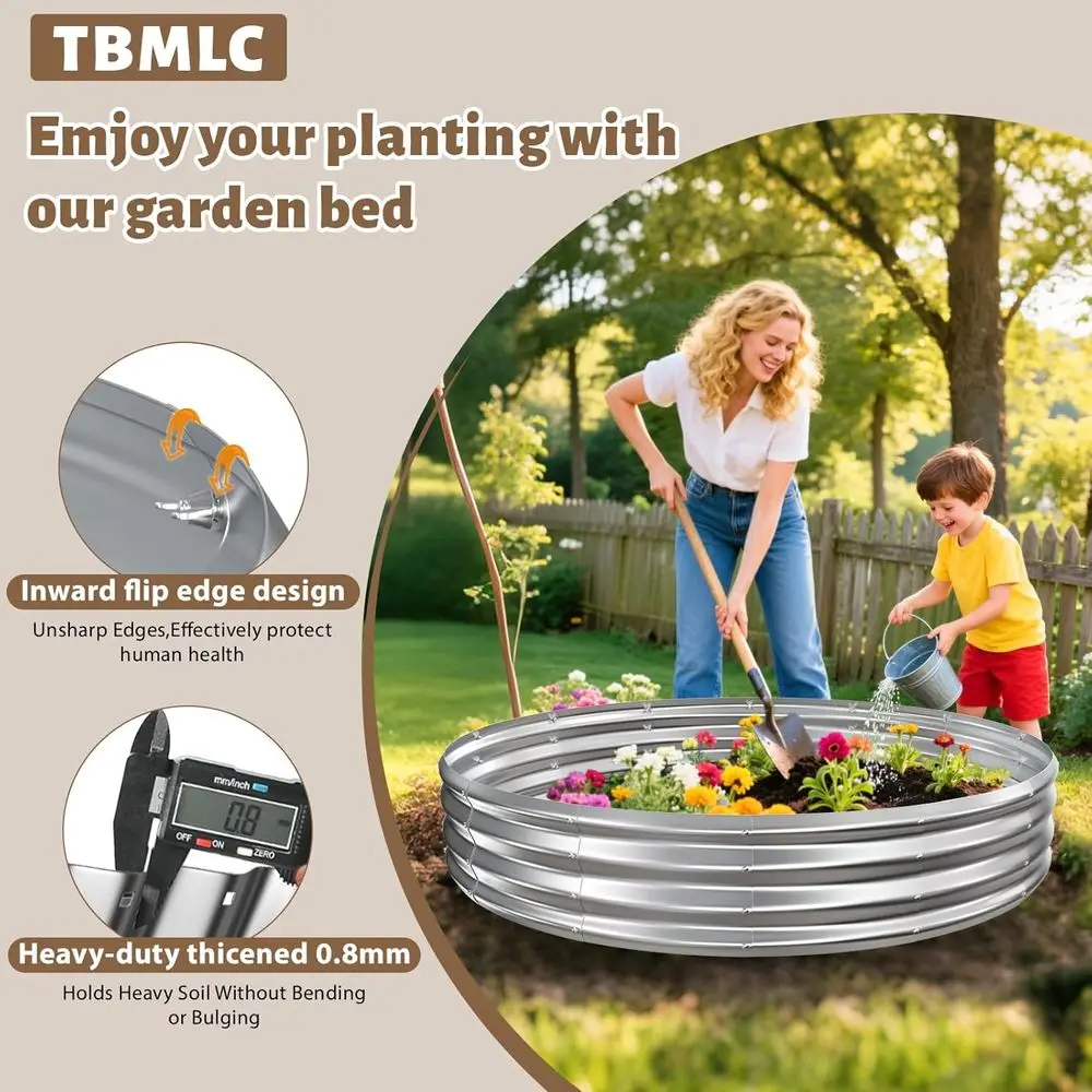 Large 6ft Diameter Galvanized Steel Fire Pit - Heavy Duty Silver Campfire Ring for Backyard & Camping