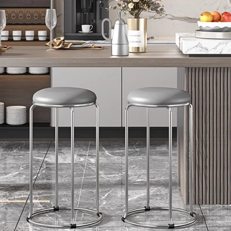 Modern Dining Bar Stools Velvet High Beige Coffee Round Bar Chair Free Shipping Gold Legs Sillas Para Comedores Nordic Furniture