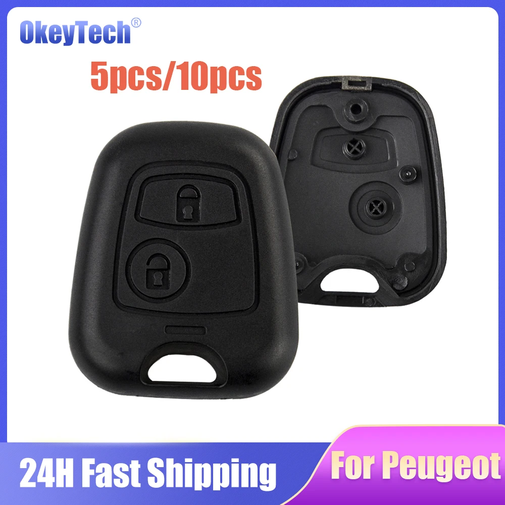 

OkeyTech for Peugeot 107 206 207 306 307 407 Citroen Key Shell Front Car Key Fob Replacement 2 Button Remote Blank Cover Case