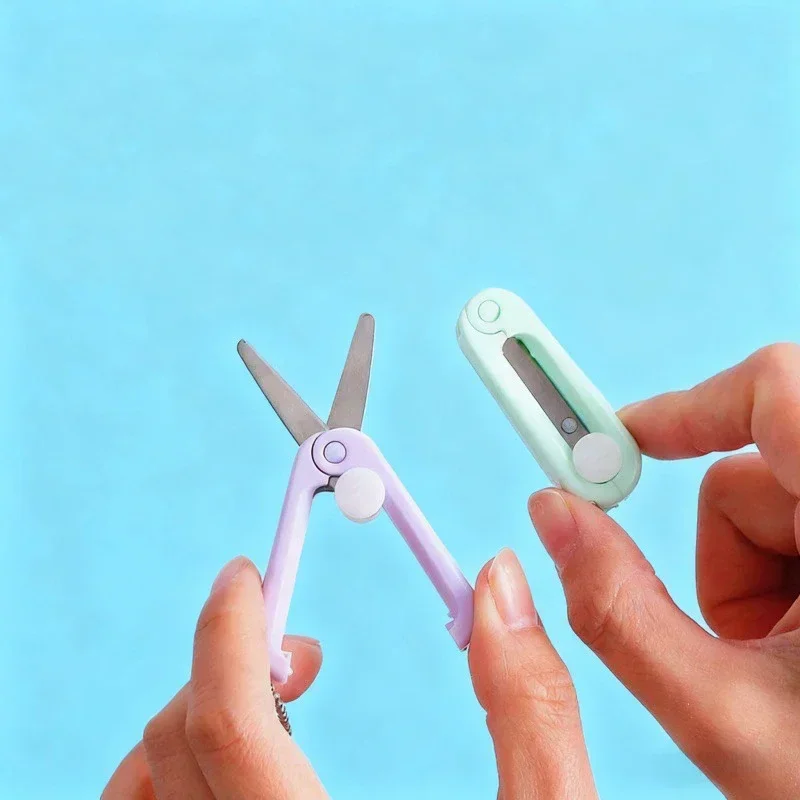 Morandi Portable Mini Scissors Retractable Folding Multi Functional Safety Cute Travel Scissors Home Decor Gifting Craft