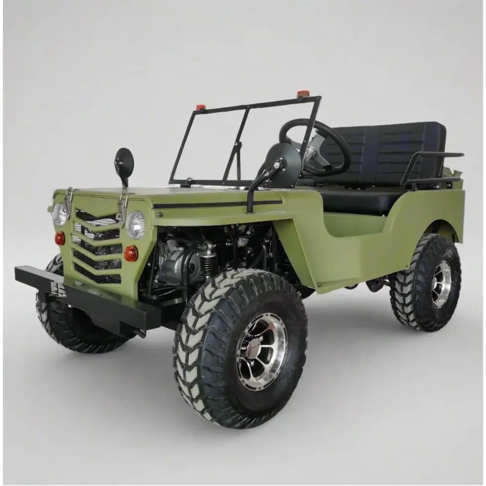عربة الذهاب ذات الطراز العسكري 125 سي سي لجميع التضاريس باللون الأخضر العسكري مع إطارات من الكروم #1