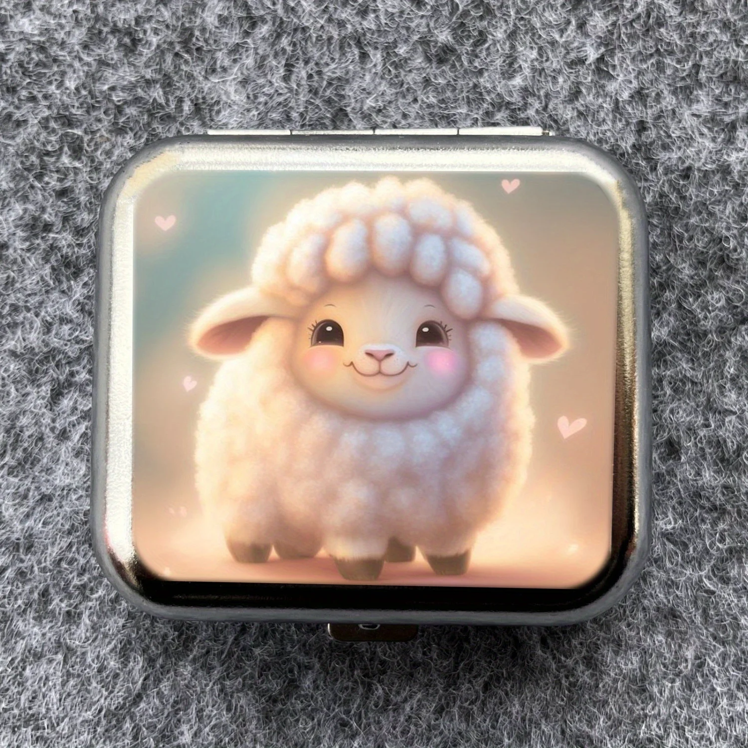 Cute Sheep Color Picture Mini Metal Ashtray, Portable Small, Outdoor Portable Pocket,Car Ashtray,Fashionable Smoking Accessories