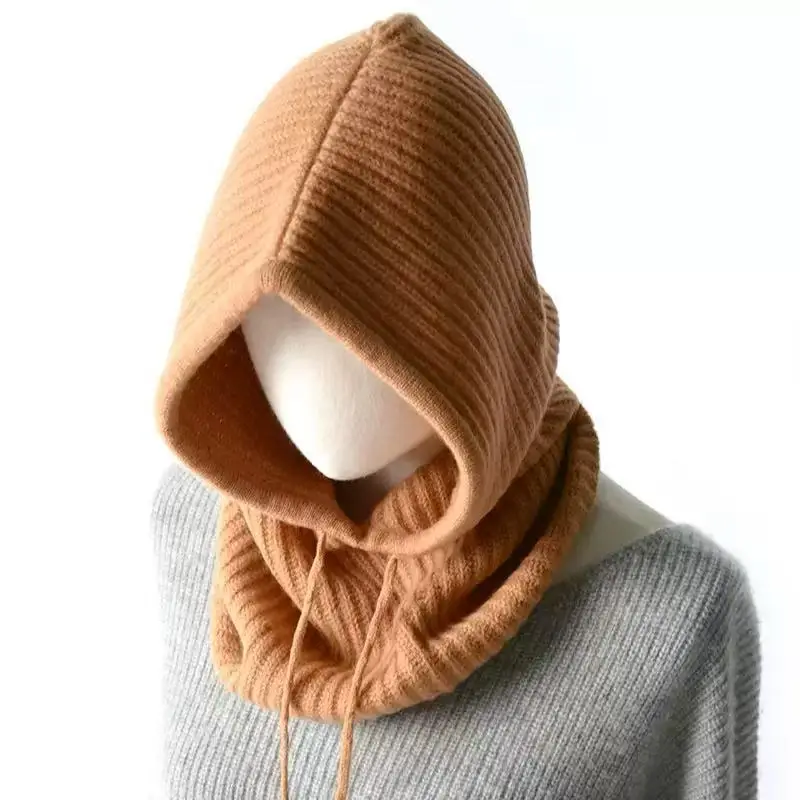 قبعة رافا خالية من الإبزيم للنساء واقيات الأذن الدافئة قبعة صوفية وشاح متكامل بقلنسوة قبعة صوف محبوكة Skullies & Beanies #3