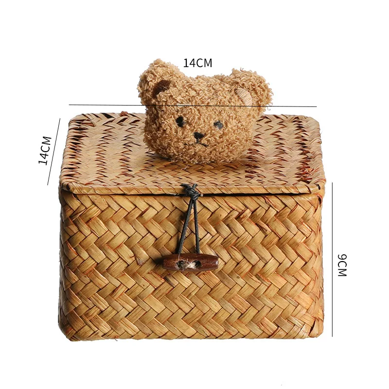 

Creative straw storage box, gift box, desktop woven finishing basket