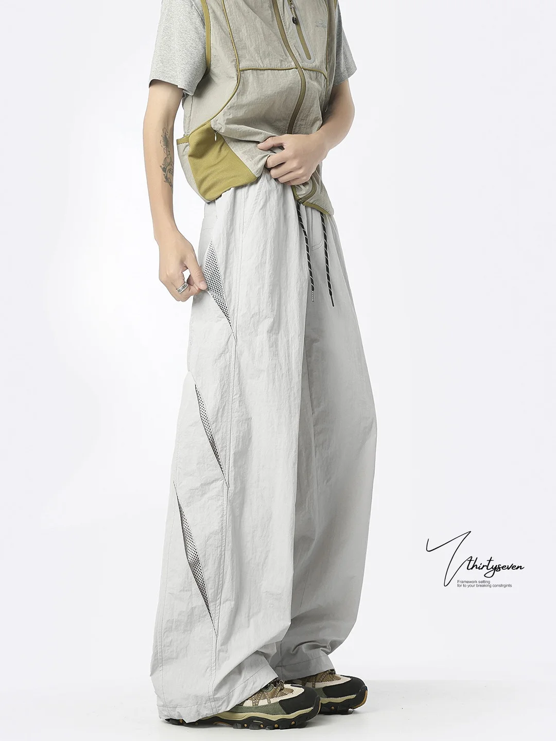 

Qui Dry American Sle Casual Pants Men's Autumn Loose Design Me Breathable Lightweight Trousers for Daily And Sports