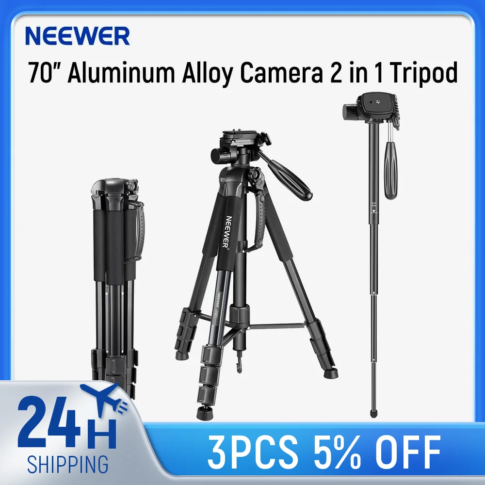 

Neewer SAB264 Professional Portable Travel Aluminum Camera Tripod Monopod&Pan Head for SLR DSLR Digital Camera