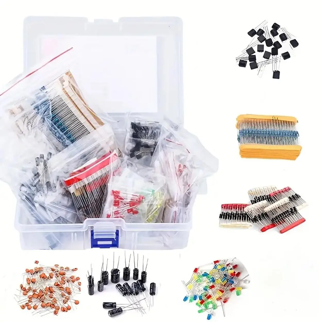 1500-teiliges Starter-Set für elektronische Komponenten, Widerstand, Kondensator, LED-Diode, Transistor, Sortiment für DIY-Arduino