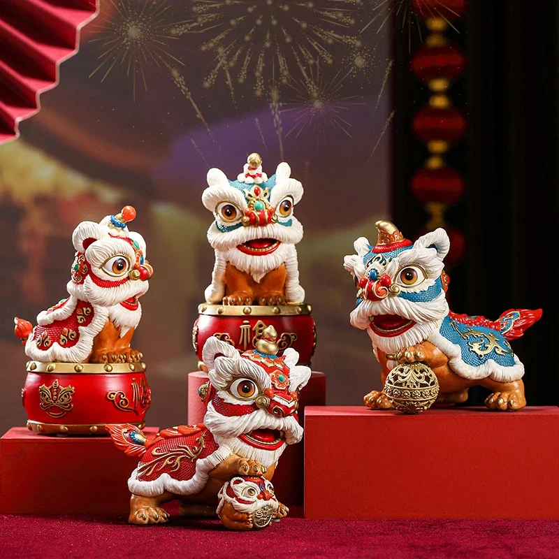 

bang for your buck Source Brass Lion Dance Auspicious Ornament New Chinese Home Wine Entrance Decoration Guochao Souvenir