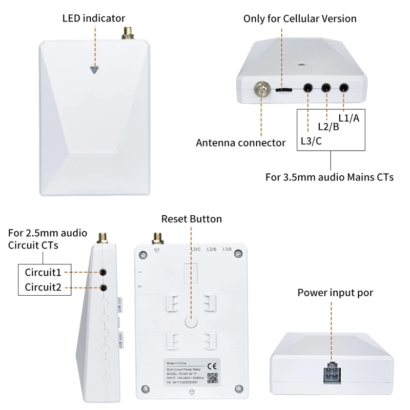 Graffiti Smart Life WIFI 3-Phase 4-Wire Electricity Meter With 5 Transformer Portable Real-Time Power Solar Monitor