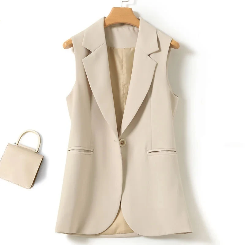 2024 Spring Autumn New Fashion Korean High Quality Women Blazers Vest Sleeveless Suit Vest Jacket Female Slim Waistcoat Lady Top