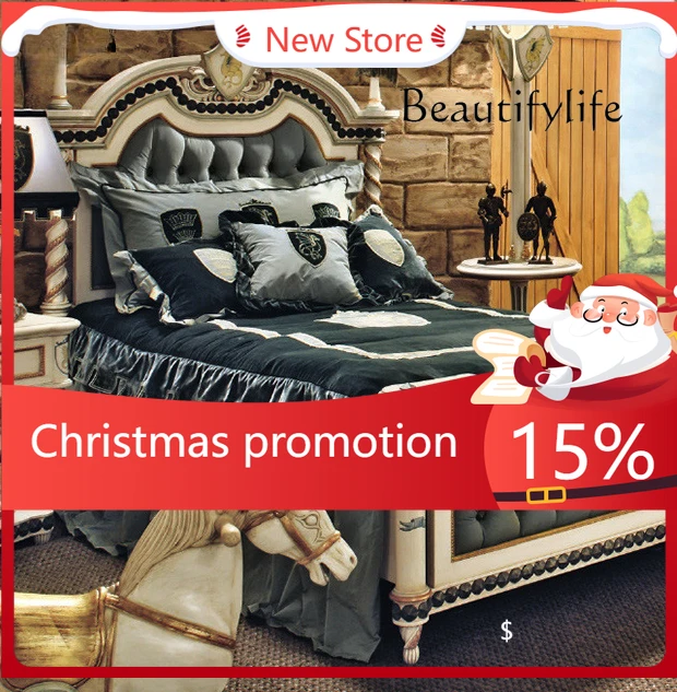 

Luxury European Solid Wood Fabric Bed Size Apartment Bedroom Comfortable Designer Style High-end Fashion X