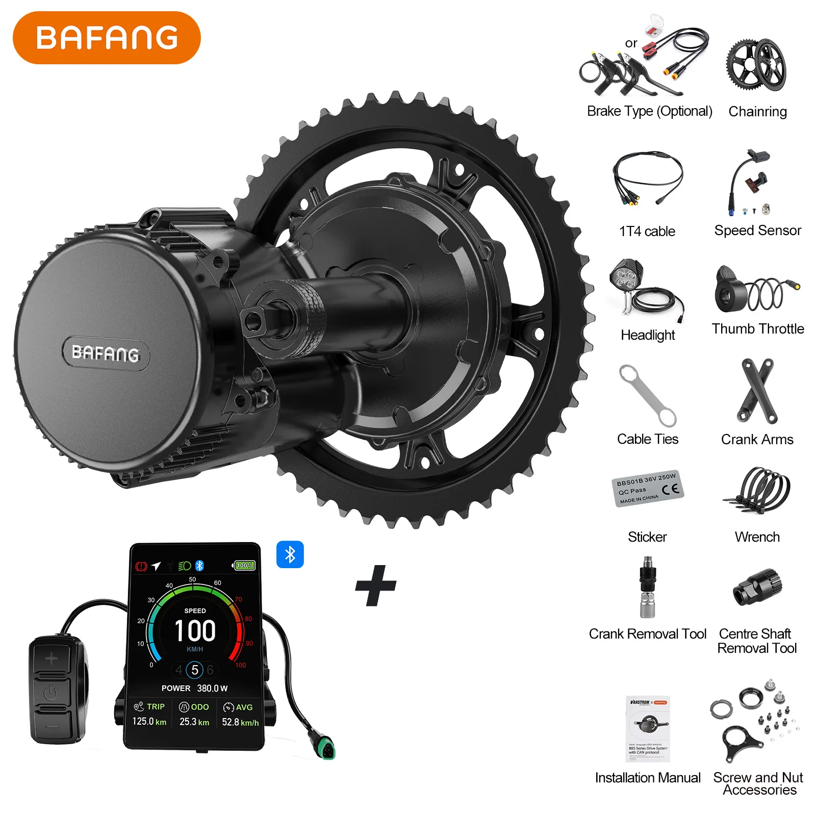 [Livraison en 3 jours] Kit de moteur d'entraînement central Bafang 48V750W moteur de vélo électrique Ebike BBS02B pour 68-73MM/100MM taille Compatible BB