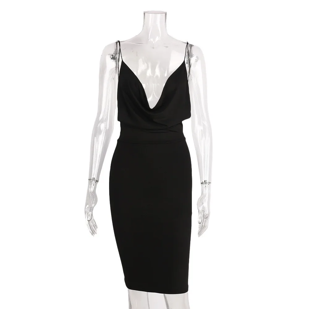 Roupas femininas estilo europeu e americano suspender saia 2025 primavera novo corte baixo oco hip-envolto vestido fino