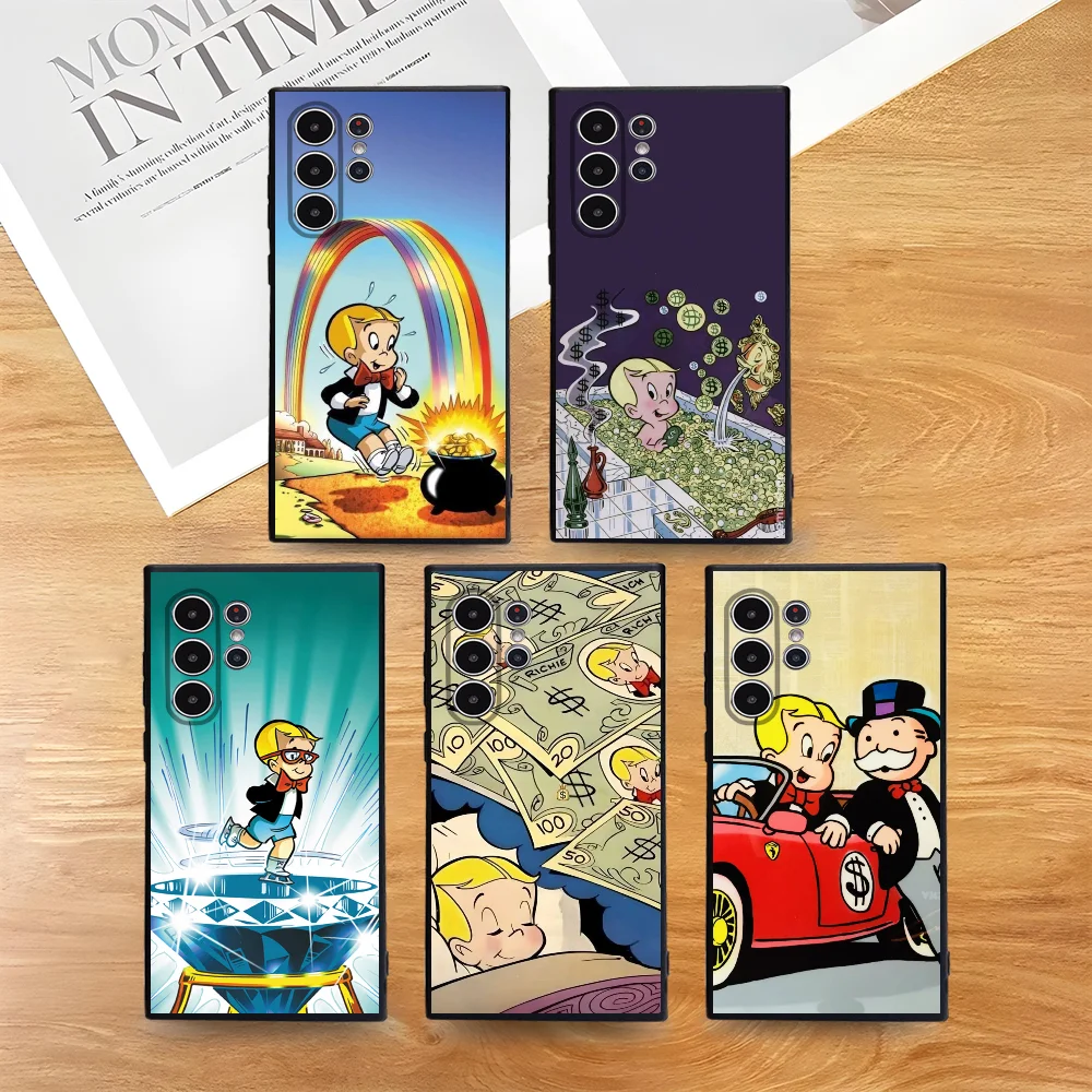 

R-Richie R-Rich Cartoon Phone Case For Samsung Galaxy S25 S24 S22 S23 Ultra S21 S20 Plus 5G Frosted Non-Slip Full Cover Case