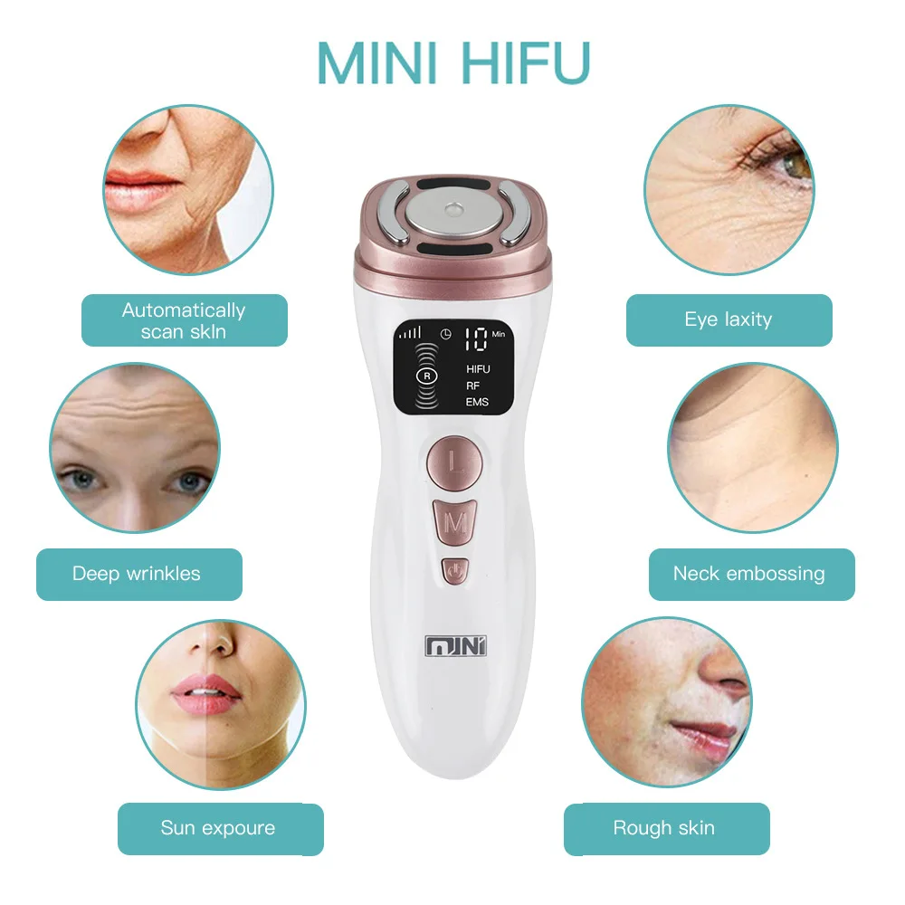 Amuliss Mini Hifu Ultrasonic Handheld Women V Shape Beauty EMS Facial Lifting skin tightening RF LED Anti Wrinkle Beauty Device