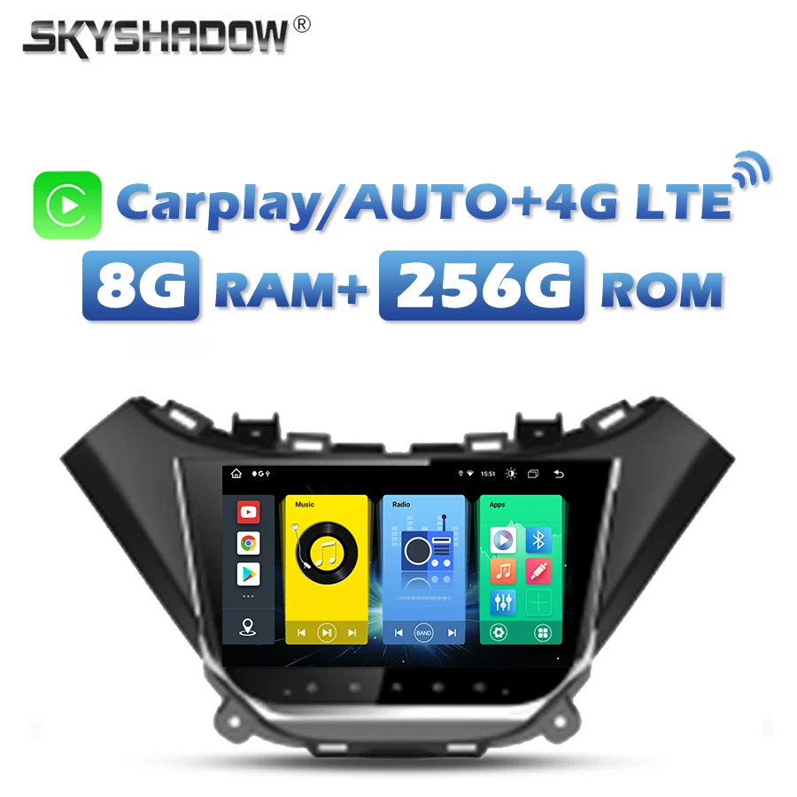 

Беспроводной автомобильный DVD-плеер Carplay с SIM-картой, Android 13,0, 8G + 256G, Wi-Fi, Bluetooth, RDS, радио, GPS для Chevrolet Malibu 2015, 2016, 2017