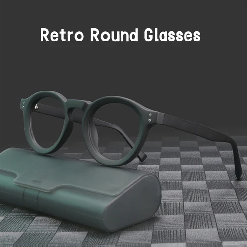 Imagen 1 del producto KOCOLIOR-gafas fotocromáticas pequeñas y redondas para hombre y mujer, lentes de acetato de alta calidad con marco de diseño de marca, Retro, Anti luz azul