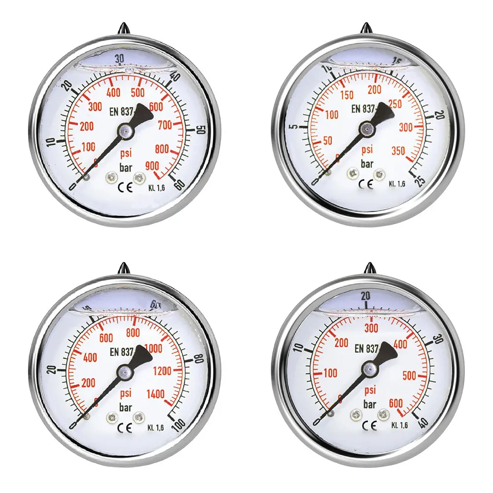 Hydraulic and Vacuum Pressure Gauge 0 100 Bar PSI with 60mm Dial and Stainless Steel Construction for Durability