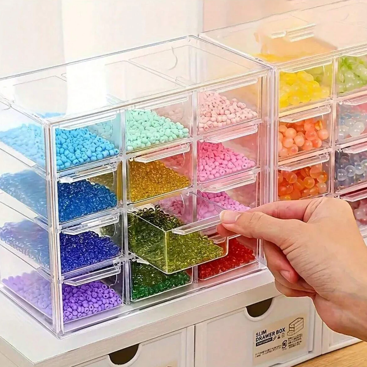 Acrylic Large Capacity Drawer Transparent Divided Beaded Storage Box DIY Handmade Jewelry Display Box