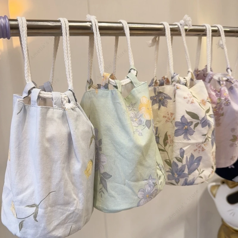 حقيبة كيمونو نسائية برباط على الطراز الياباني مع قاع مسطح من إكسسوارات يوكاتا حقيبة يد صغيرة دلو