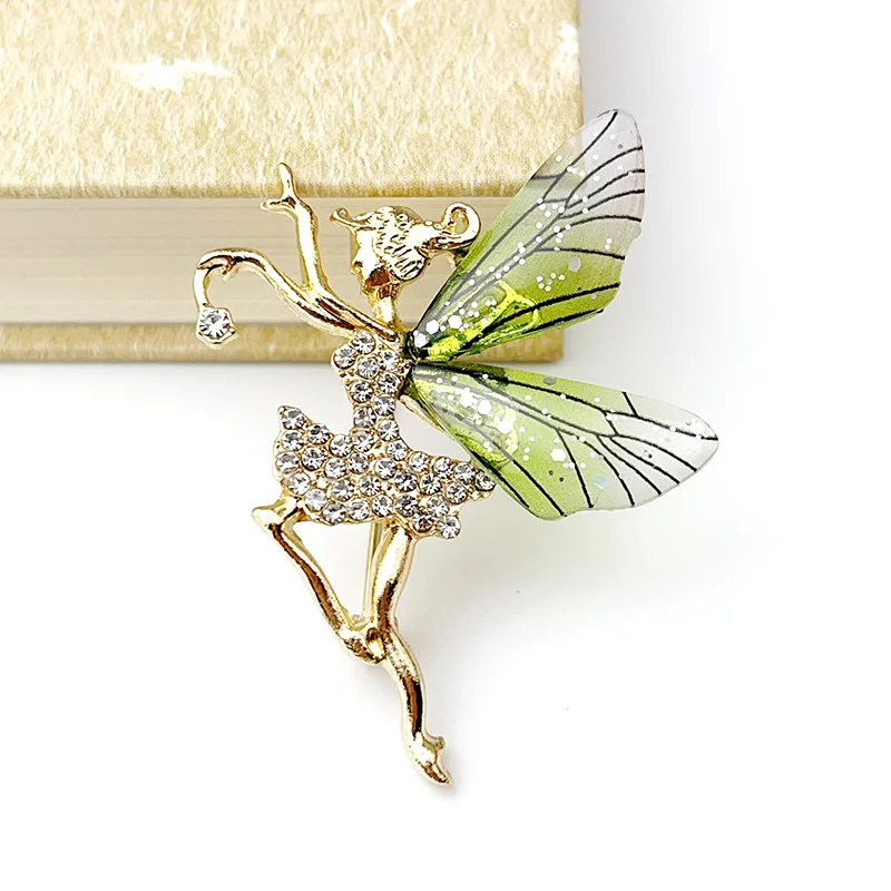 Fashion 2023 New Angel Wings Brooch Dancing Fairy Girl Pin Ladies Party Banquet Dress Coat Jewelry Accessories Wholesale